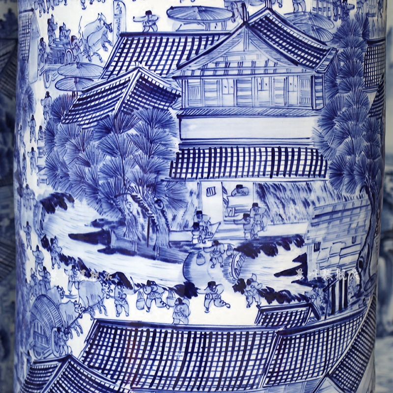 Jingdezhen ceramics qingming scroll quiver hand - made landing big vase sitting room hotel opening furnishing articles