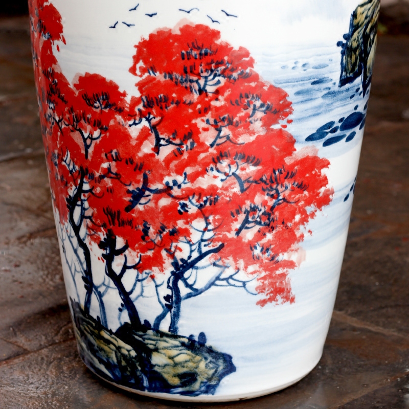 Jingdezhen ceramic hand - made luck landscape painting of large vases, sitting room of Chinese style household furnishing articles decorations