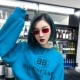 Phiên bản tiếng Hàn của kính rung màu đỏ hồng trong suốt nữ kính râm mặt tròn retro Màu sắc tròn hip hop kính râm nam