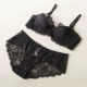Châu Âu và Mỹ Nửa Cup Sexy Lace Thin Mold Cup Bra Ba ngực xám Rượu vang đỏ Kích thước lớn Đồ lót Quần lót Đặt
