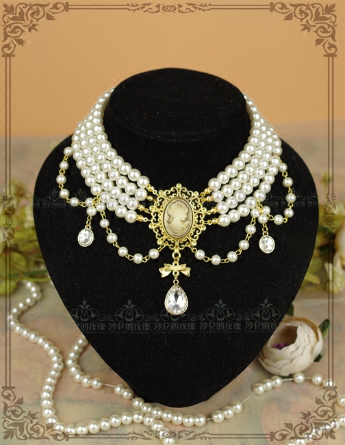 Free Shipping! *Cosette's Portrait* Gorgeous Palace-Style Multi-Layered Pearl Necklace - Cla Series Lolita Tea Party