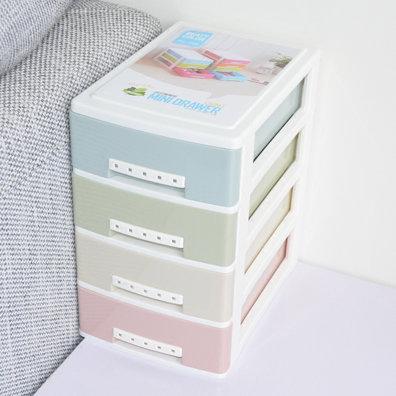 Office desktop plastic storage cabinet 4-layer small mini drawer stationery cosmetic finishing cabinet jewelry box