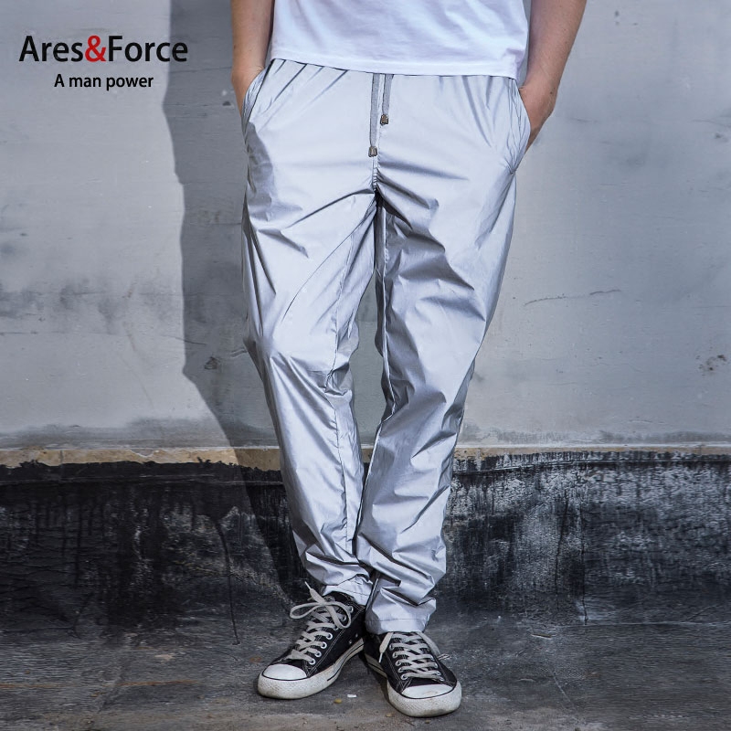 Ares & Force European and American Chaumen 3m reflective pants hip hop loose large size slow running small foot JoggerPants