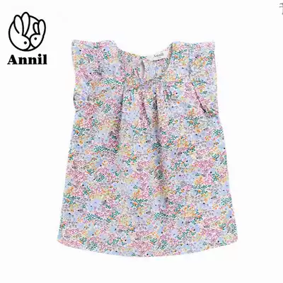 Annil children's clothing girls spring and summer new products in big children round neck short sleeve coat tide AG621579