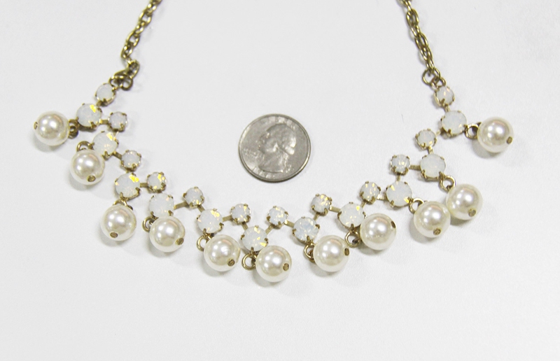 Original Foreign Trade European and American Vintage Rhinestone Imitation Pearl Opal Wedding Bridal Evening Dress Necklace