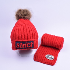 Комплект из двух частей 儿童帽子加绒男童保暖帽女童护耳套头帽围巾秋冬天小孩宝宝毛线帽