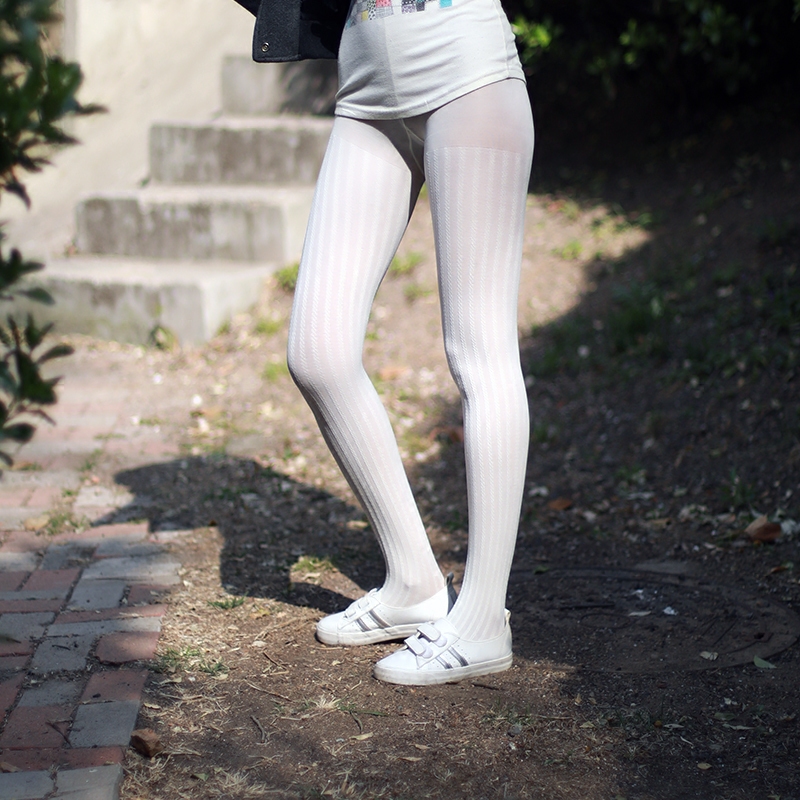 2 skinny velvet thin 120D twist vertical stripe thread pantyhose underwear socks single-sided crotch