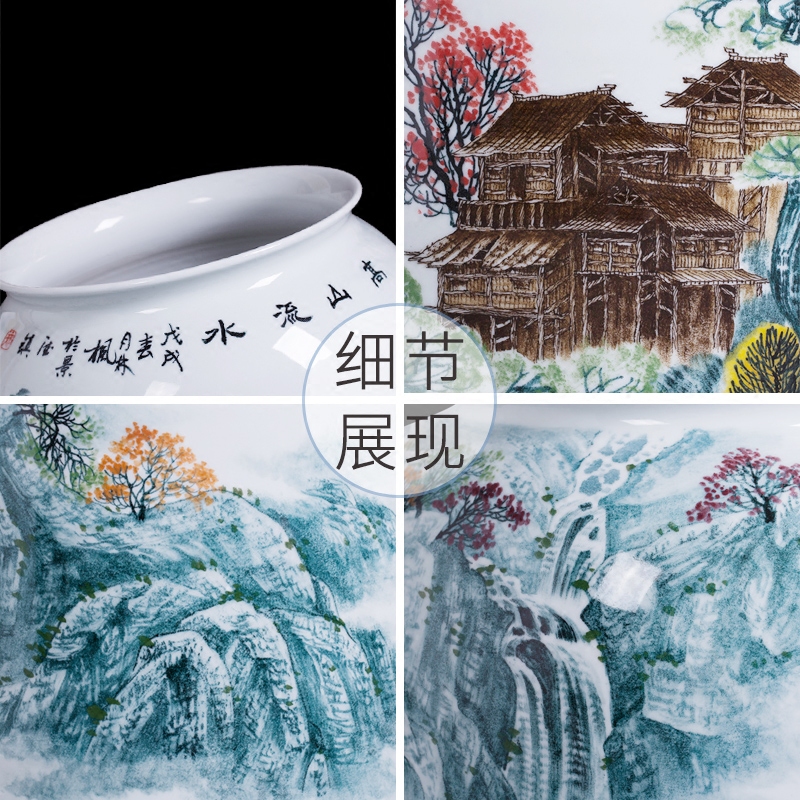 Jingdezhen ceramics famous master hand of large vases, mountain stream home sitting room adornment is placed