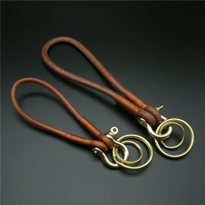 Leather Rope Key Buckle Retro Rope Key Chain Male And Female Waist Hanging Brief Car Key Button Cow Leather Creative Gift