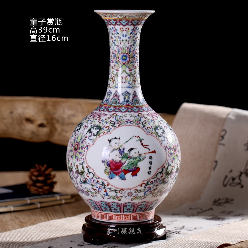 Jingdezhen ceramic bound branch lotus powder enamel dried flowers flower arrangement floret bottle of home sitting room mesa study office furnishing articles