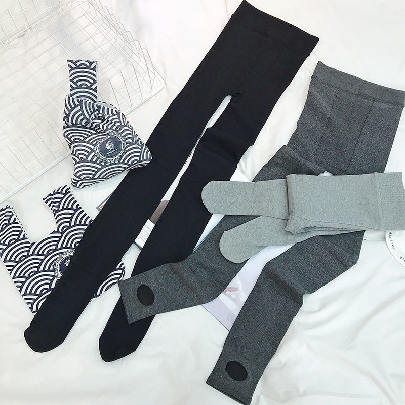 EKOOL加绒加厚打底裤女黑色踩脚保暖高腰紧身棉裤秋冬季连脚袜