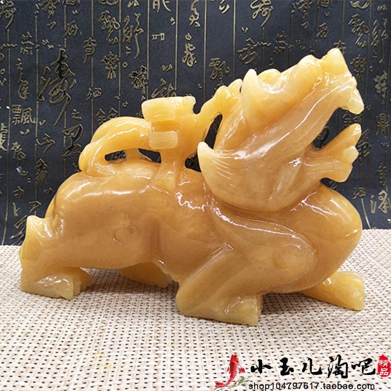 Natural beige jade mother and son Pixiu ornaments send son Pixiu home decoration Living room lucky jade Feng Shui decoration