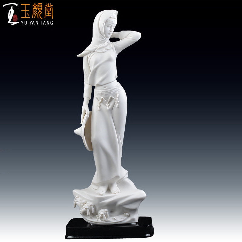 Ceramic Hui'An Woman Desk Ornament, Fujian Local Folk Customs, Dehua White Porcelain, Purely Handmade