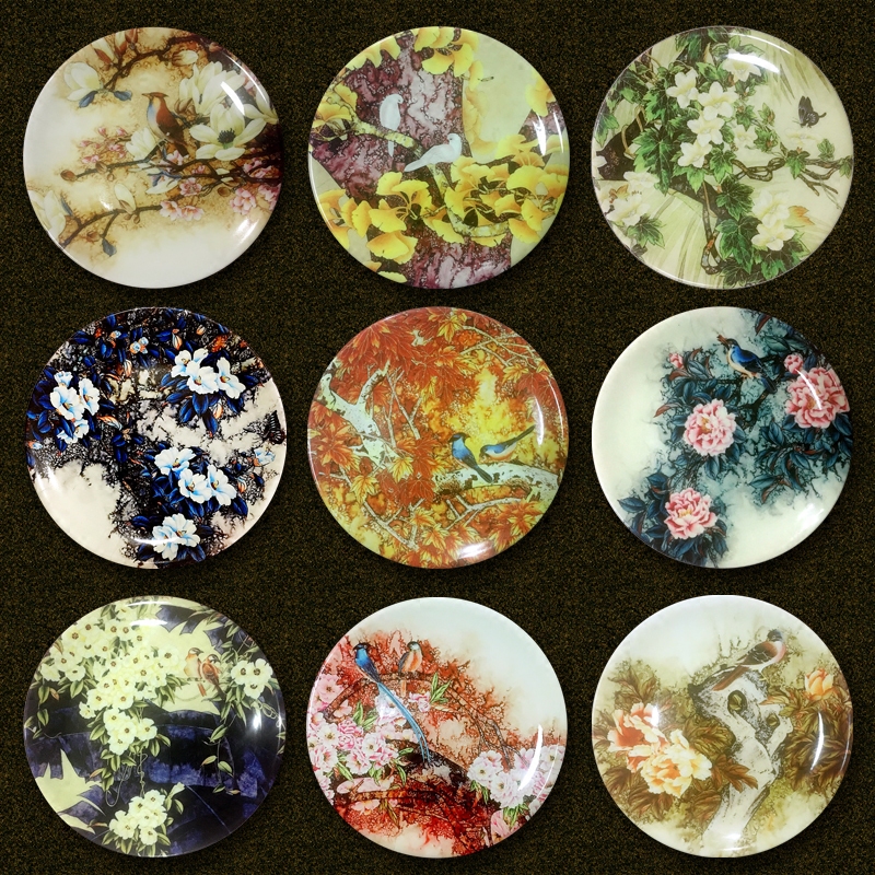 New Chinese Classical Hand Painted Flowers Bird Art decorative disc pendulum disc New home Decorative Gift ceramic disc Process Gift decoration