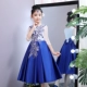 Váy trẻ em, váy, sườn xám, bộ đồ Tang, váy công chúa, guzheng màu xanh, biểu diễn hợp xướng, biểu diễn của chủ nhà, phong cách Trung Quốc bộ vest bé trai hàng độc Váy trẻ em