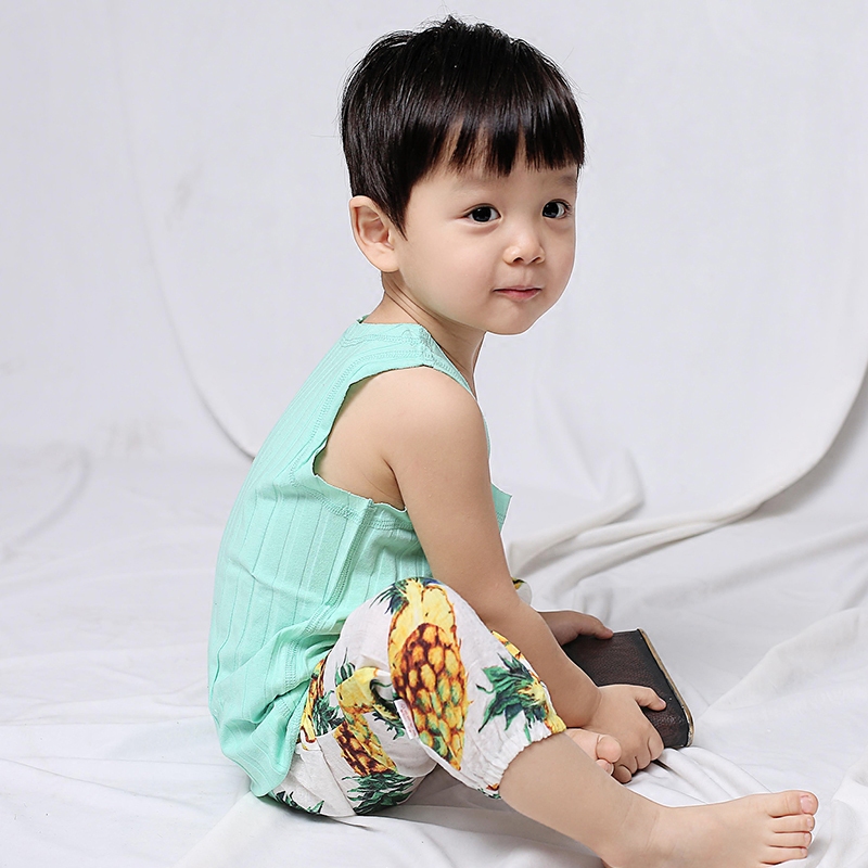 Trẻ em vest cậu bé trai boy boy bông mùa hè không tay chéo thanh đánh dấu sling đáy mỏng.