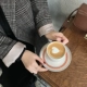[ELINASEA] Xiaohai phiên bản Hàn Quốc của kẻ sọc cổ điển sau khi chia đôi áo khoác dài tay đôi ngực nữ X