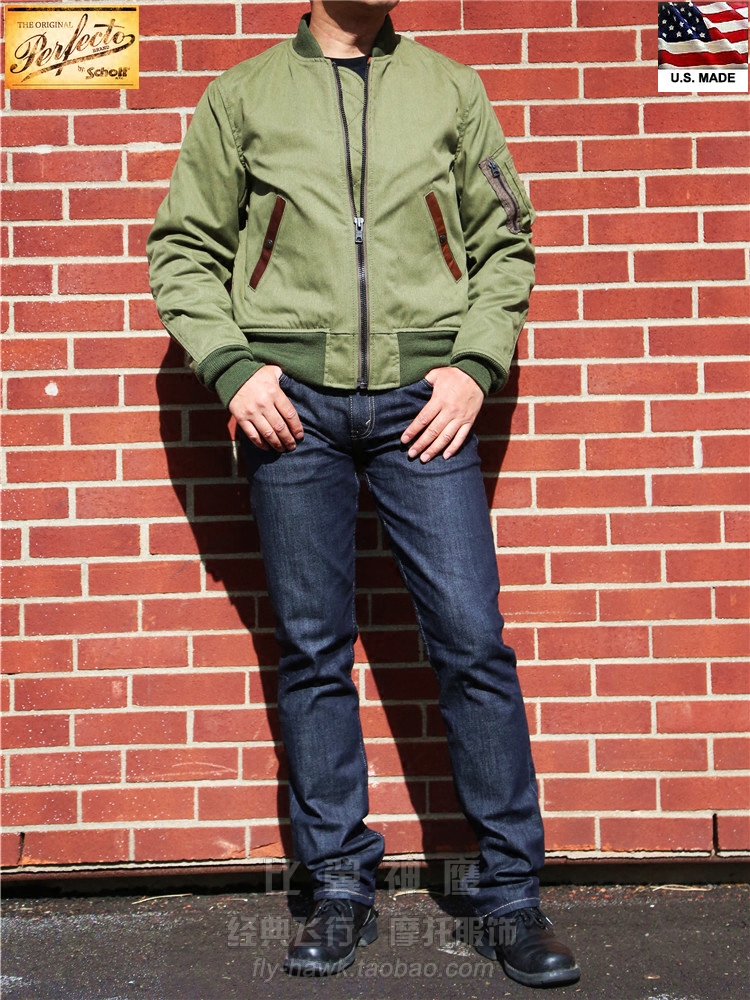 Schott American origin Perfecto limited edition military gauge nylon cotton retro MA1 flight jacket P87MA1