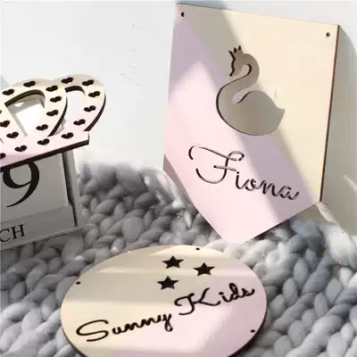 sunnykids children's room custom ins Nordic cartoon swan baby name custom basswood listing decoration