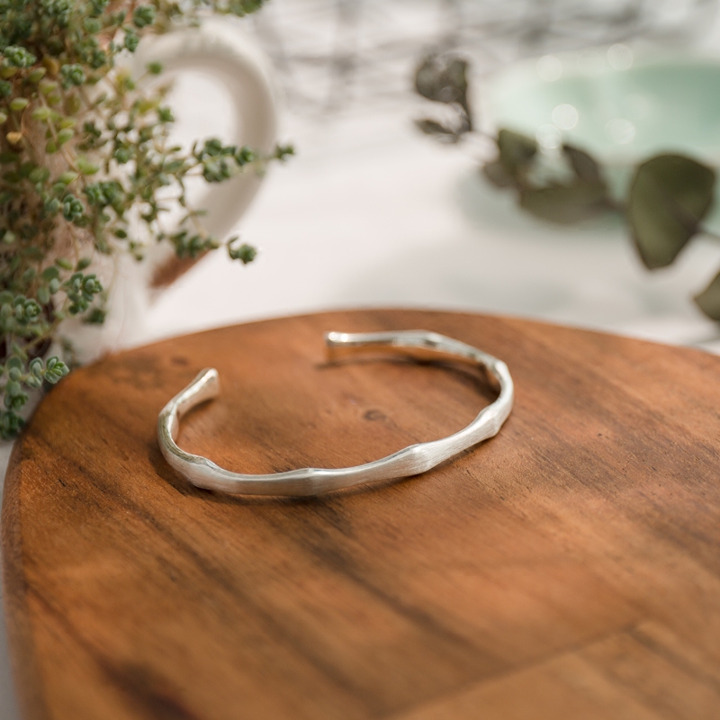 Clouds such as hometown foot silver 999 brushed bamboo joint simple opening sterling silver couple bracelet Women Men's