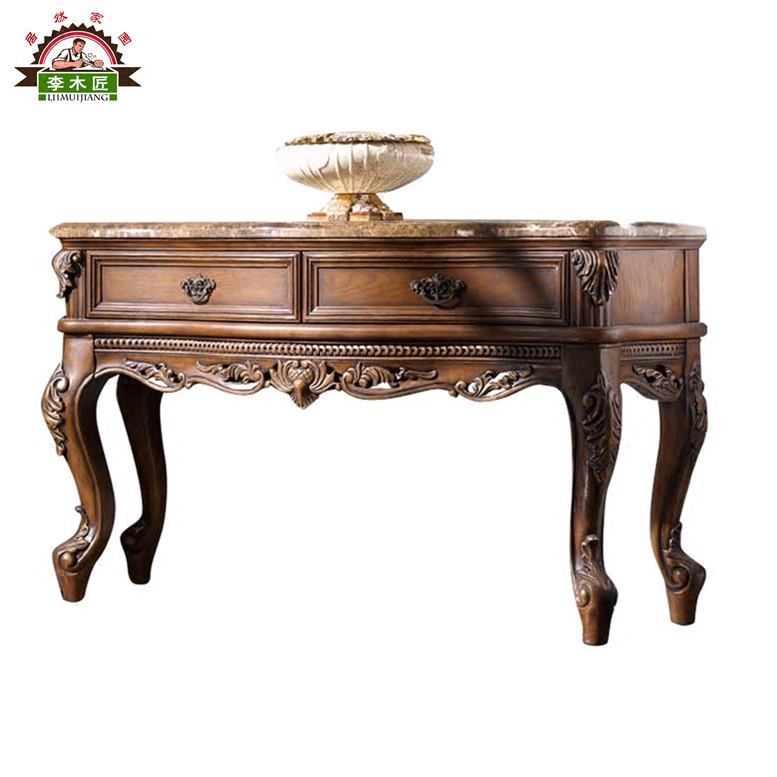 American Porch Table Solid Wood by Wall Hall Cabinet European Marble Panel Porch Table Two Skyti Closed Corridor Table