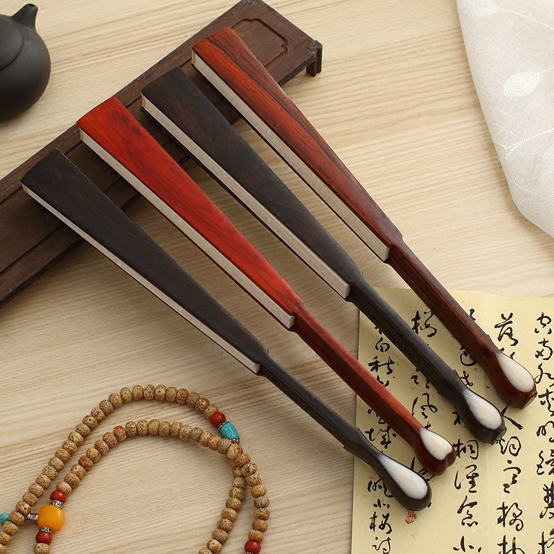 Mahogany folding fan male 10 inch water drop head red acid branch fan Wenwan rice paper calligraphy blank fan Sugong fan with fan surface