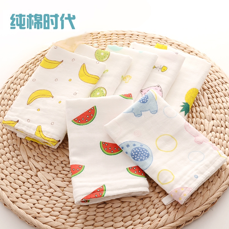 muslin cotton baby towel Baby gauze saliva towel Soft cotton 4-layer towel Newborn face towel