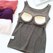 Với miếng đệm ngực và áo ấm cashmere! Mùa thu và mùa đông dày không có áo ngực bằng thép tích hợp đồ lót không tay của phụ nữ