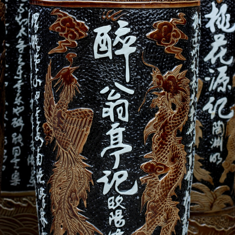Jingdezhen ceramic sitting room of large vase household wine marktplatz handicraftsmen archaize large carving furnishing articles