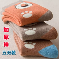 Tất trẻ em dày mùa đông cộng với nhung ấm áp chàng trai và cô gái dày mùa đông học sinh chàng trai và cô gái tất vớ quần tất 3d cho bé gái