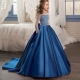 Trẻ em đuôi dài mô hình cô gái catwalk máy chủ lưu trữ hiệu suất trang phục biểu diễn piano buổi tối váy hoa cô gái