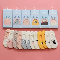 Mùa xuân và mùa hè cotton 2 đôi vớ nữ vô hình vớ hoạt hình dễ thương quà tặng đóng hộp AB đôi vớ vớ ngọt ngào hộp quà tặng vớ giáng sinh