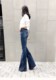 Qiuxin hip lift retro blue versatile 170 tall lengthened denim micro-flared pants extra long jeans women's large size