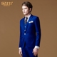 Bộ đồ vest nam thanh niên Slim màu xanh kinh doanh bình thường chuyên nghiệp mặc đồ vest nam bộ đồ ba mảnh - Suit phù hợp bộ vest nam thời trang Suit phù hợp