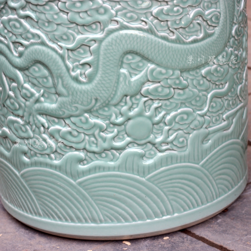 Jingdezhen porcelain carving dragon vase home sitting room ground quiver picture tube receive furnishing articles study craft ornaments