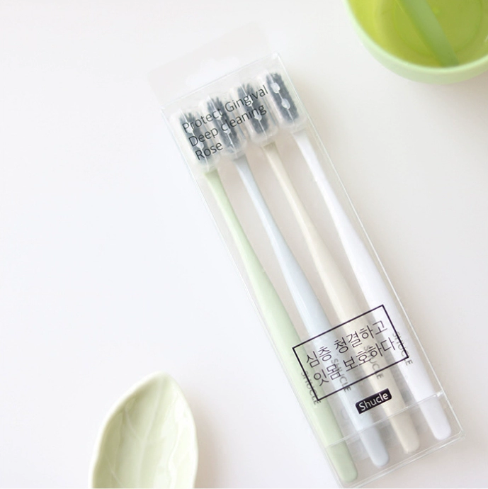 Bàn chải đánh răng kiểu Bắc Âu tre than bàn chải đánh răng Hàn Quốc nhỏ đầu bàn chải đánh răng du lịch cần thiết hàng ngày bàn chải đánh răng gia đình bốn gói - Thiết bị sân khấu