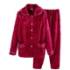 Mùa thu và mùa đông san hô nhung đồ ngủ nữ cardigan dày ấm flannel dài tay áo giản dị phục vụ nhà phù hợp với kích thước lớn bộ mặc nhà Bộ Pajama