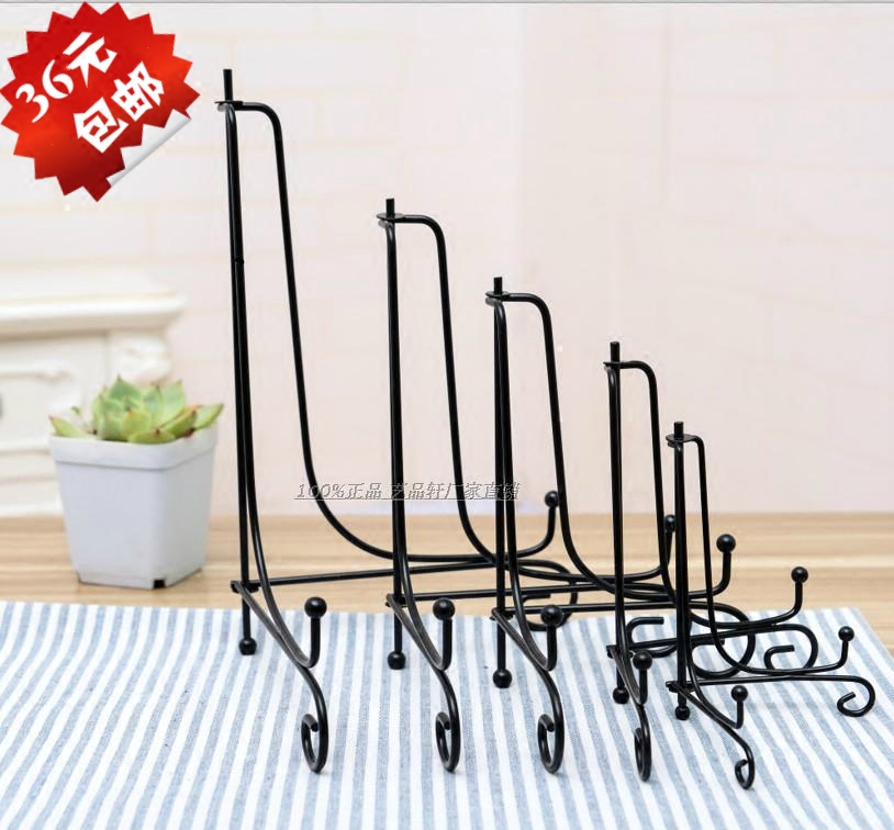 Iron Art Plate Bracket Decoration Round Porcelain Dish Nursery Rack Swing Piece Clock panel Lamp Display photo frame certificate base