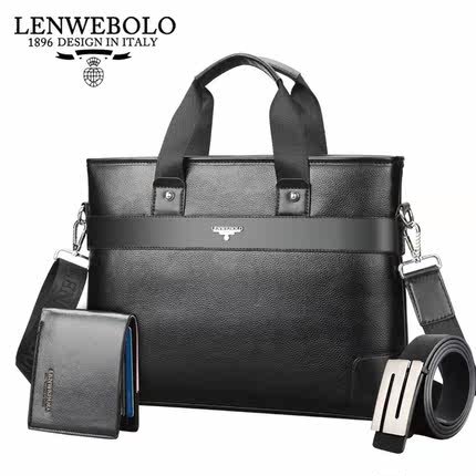 伦威保罗男包公文包男士包包商务手提包横款单肩包斜挎男休闲背包