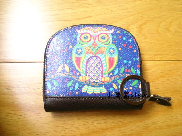 Small retro leather wallet, card holder, Korean style, hand painting