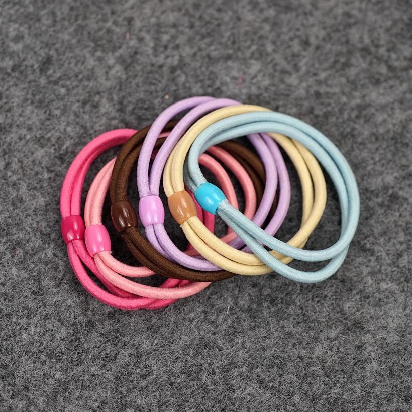 Simple double-strand rubber band color 2 in 1 hair circle ponytail elastic rubber band 10 packs