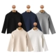 Mùa đông trẻ em cổ cao chạm đáy áo cotton bé gái lớn cộng với áo thun nhung nửa cổ cao bé trai dày áo ấm