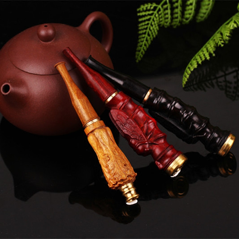 Purple Light Sandalwood Solid Wood Cigarette Holder Green Sandalwood Core Circulation Type Filter Tip Washable Filter Healthy Smoking