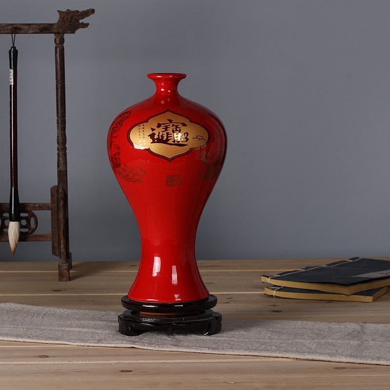 Wedding place jingdezhen ceramic Wedding festival Chinese red flower arranging floret bottle new household ornaments