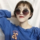 Kính râm nữ 2018 mới mặt tròn hình bát giác thủy triều mỏng manh retro phong cách Harajuku kính râm màu đỏ đường phố Hàn Quốc kính cận thời trang Kính râm