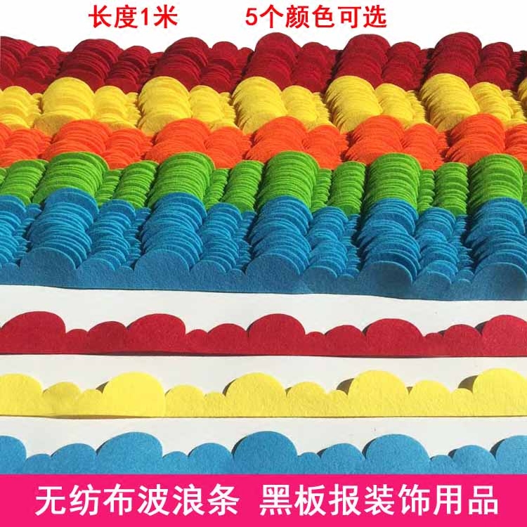 Kindergarten Classroom Adornment Black Board Newspaper Small School Cultural Wall Sticker Class Environment Arrangement Unwoven Wave Strips