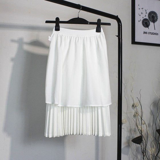 2020 spring and summer new Korean version of chiffon white pleated skirt skirt women's mid-length skirt high waist slimming