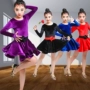 Trẻ em mới váy khiêu vũ Latin Cô gái Xiêm dài tay thực hành quần áo kiểm tra quần áo trẻ em Trang phục Latin shop quan ao baby