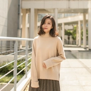 Áo thun nhiều màu hình chữ nhật Retro Half Turtleneck 2704