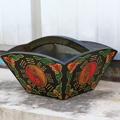 Painted solid wood storage box day-to-day gold rice bucket shop home Fortune jewelry ornaments porch storage